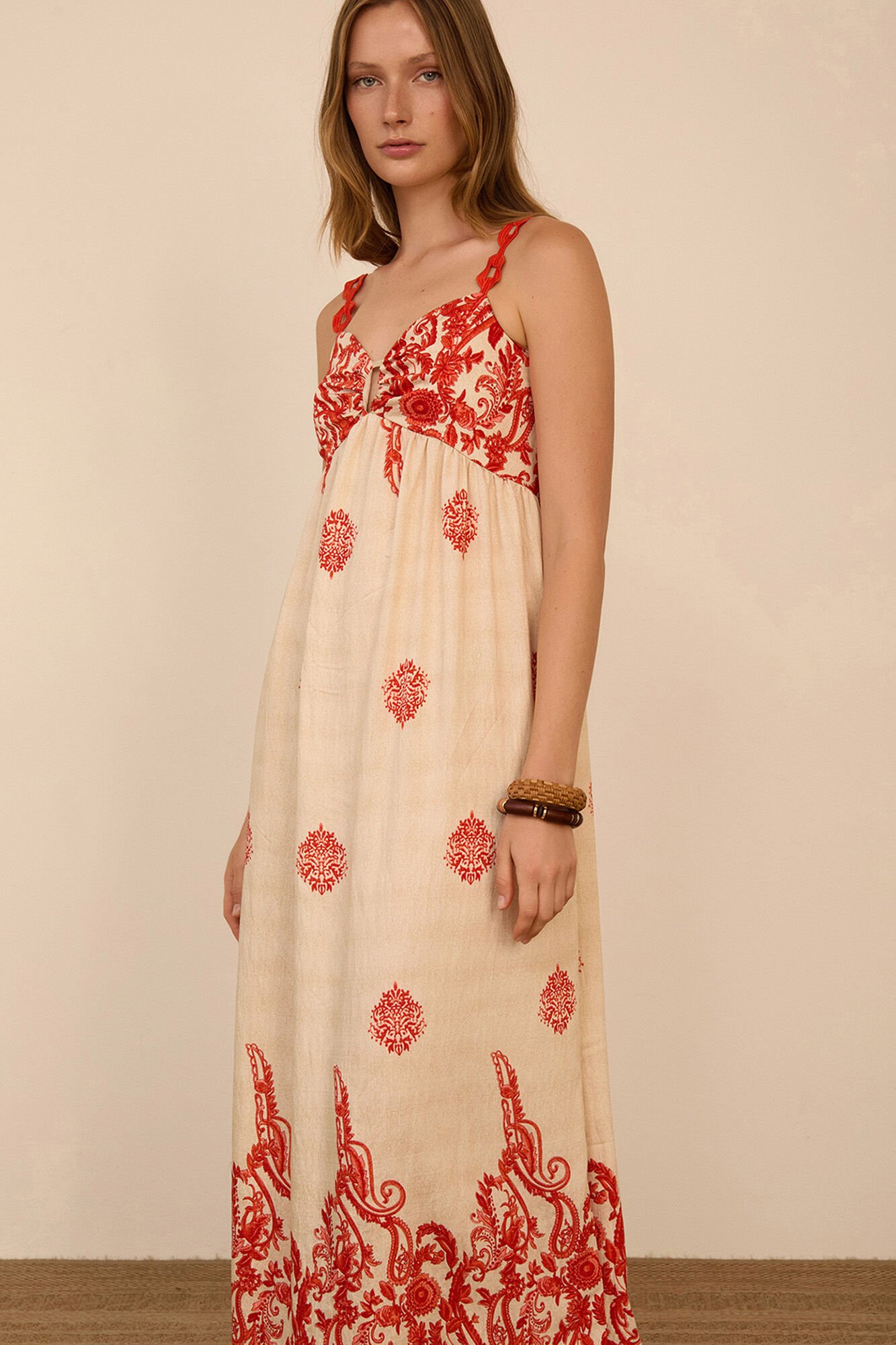 Meisie Printed long dress Printed white