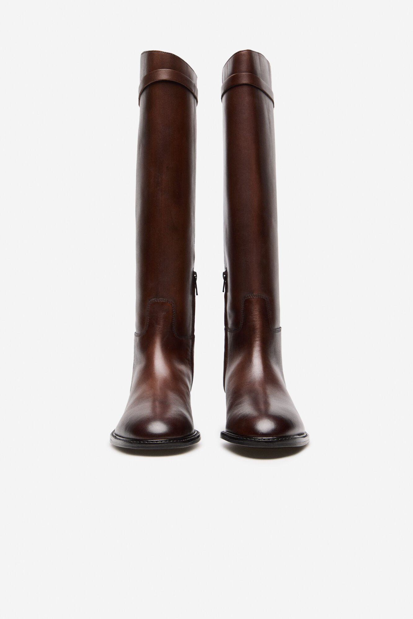 Cortefiel leather riding boot Dark brown