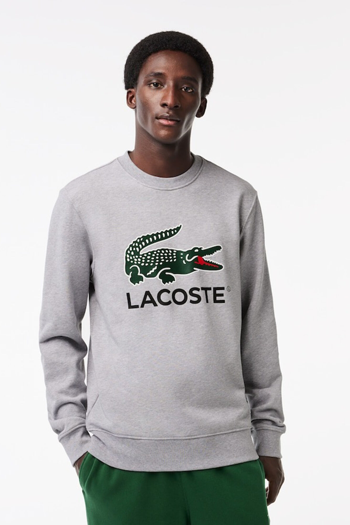 Lacoste Sweatshirt Lacoste de corte cl&aacute;ssico em felpa de algod&atilde;o