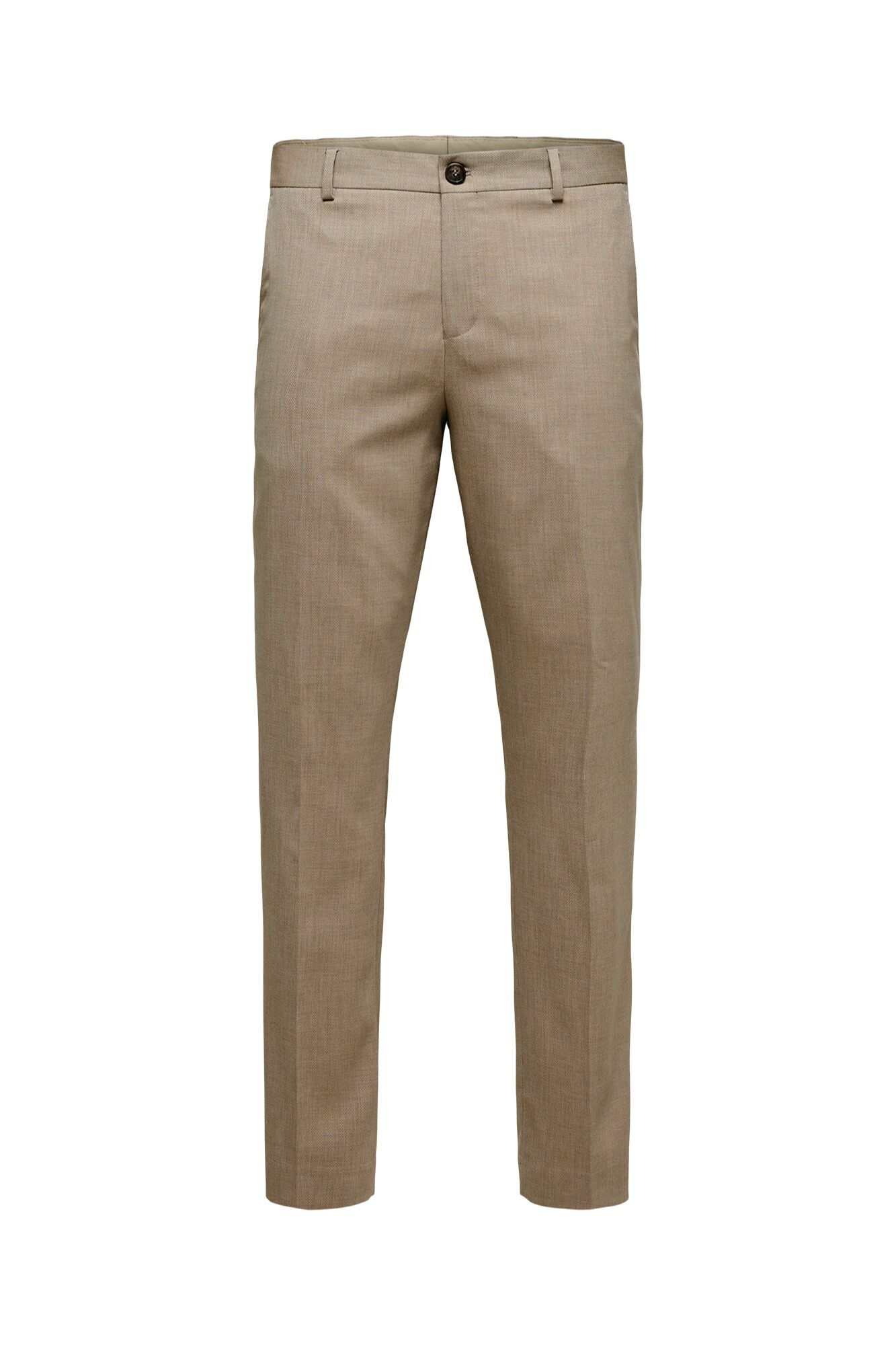 Selected Wool Slim Fit suit trousers Brown