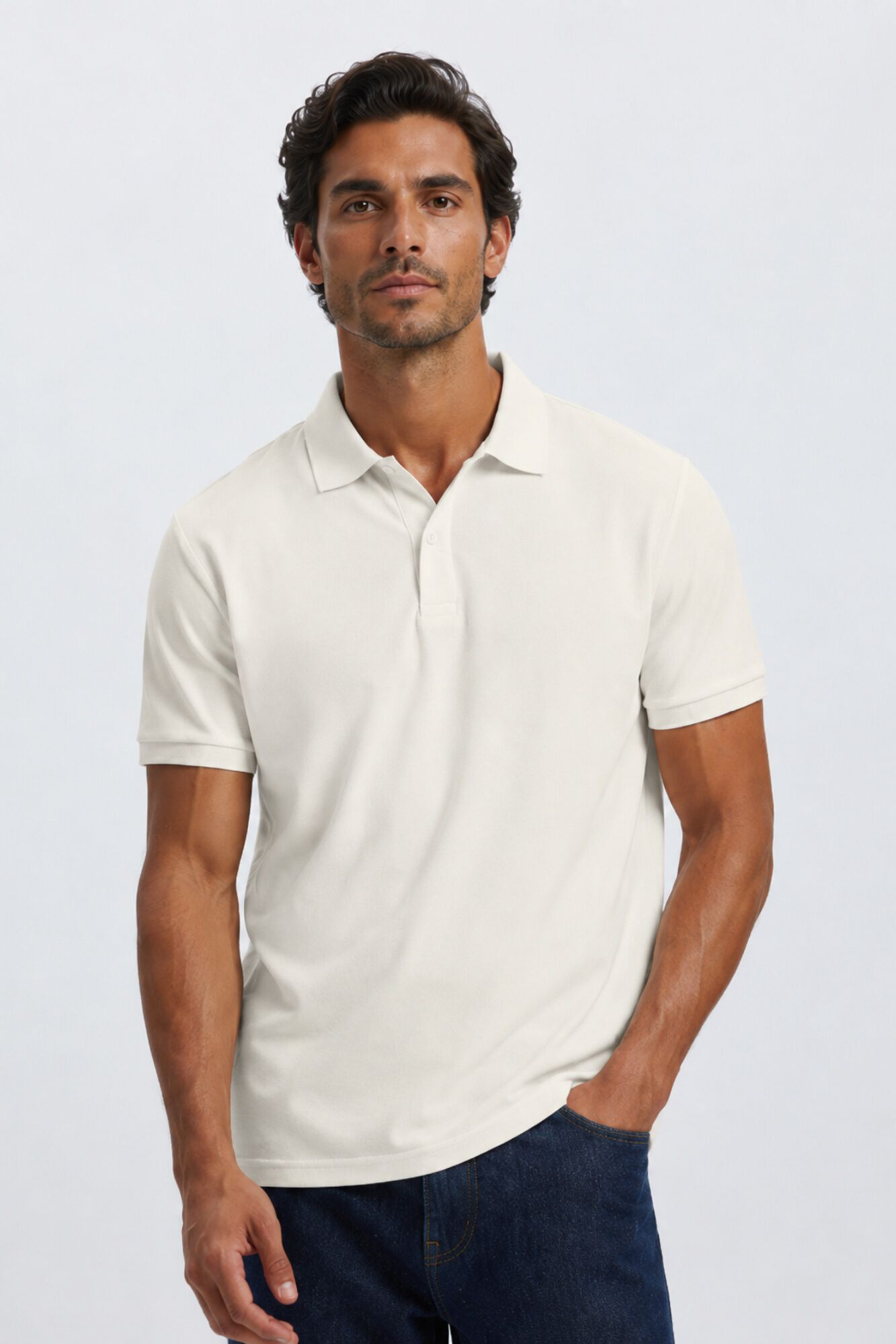 Selected Polo b&aacute;sico em piqu&eacute; Branco