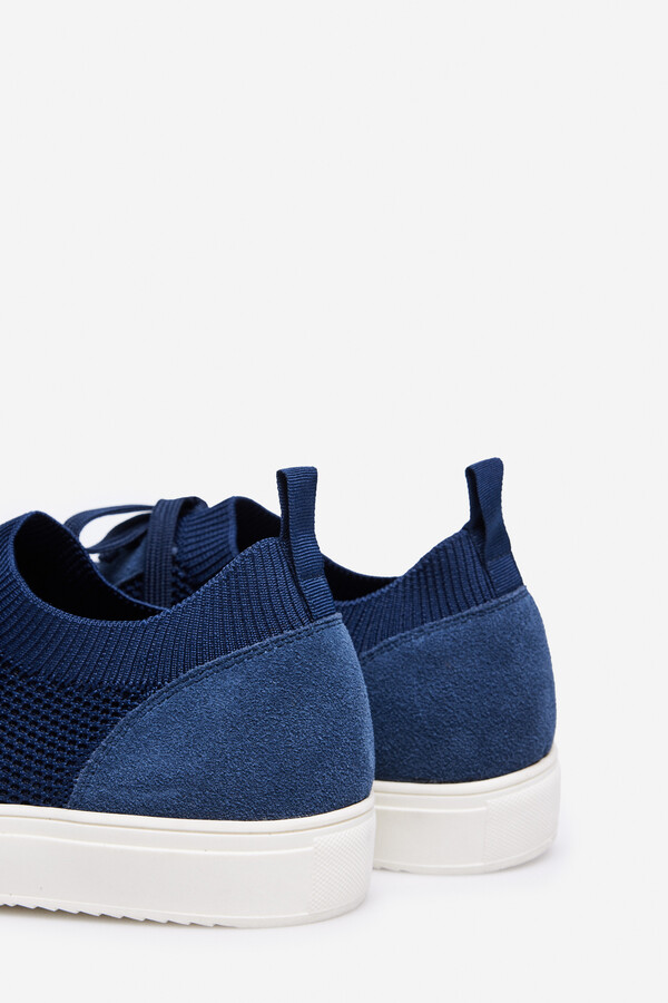 Cortefiel Leather and textile trainer Navy