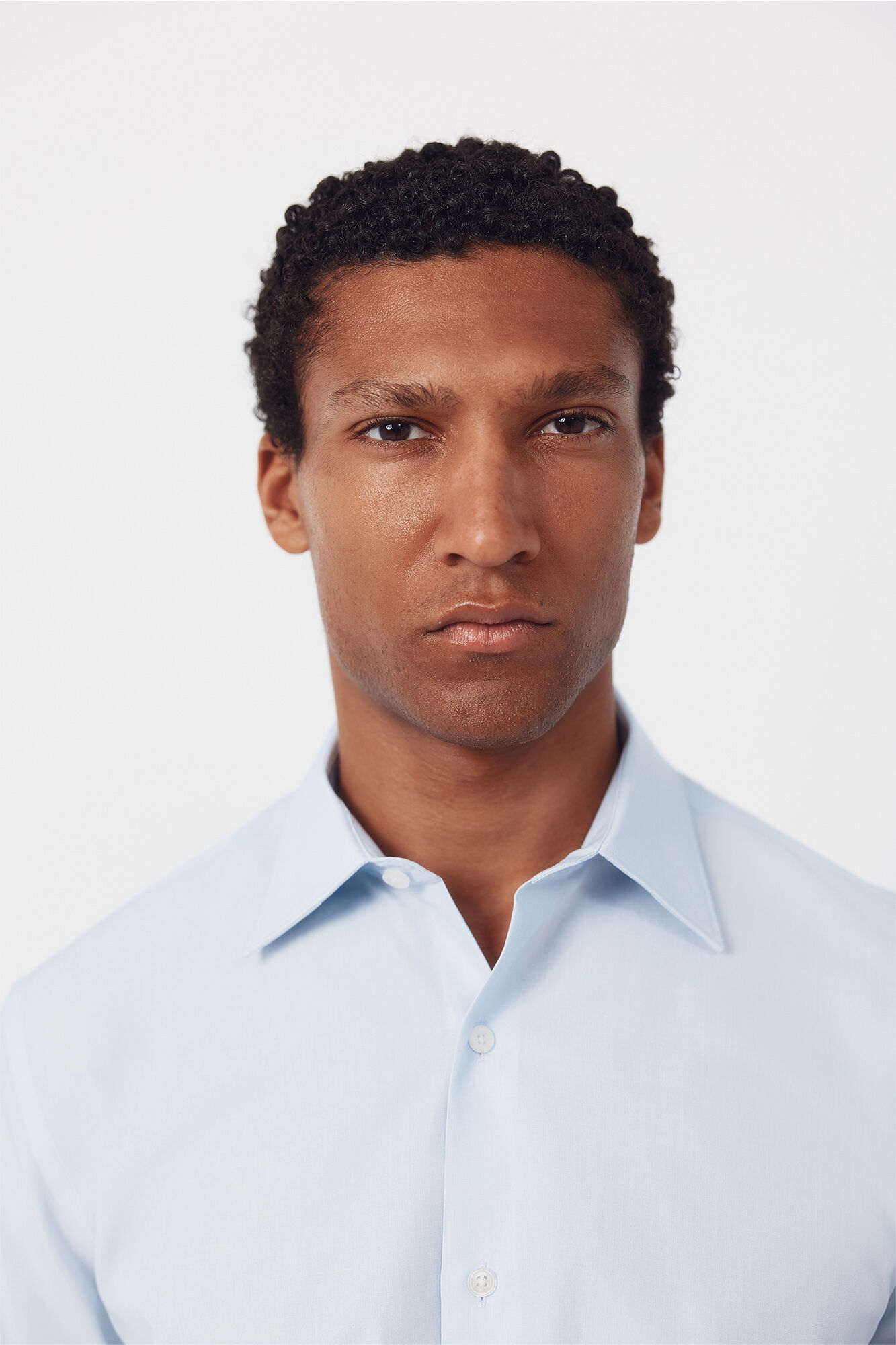 Cortefiel Plain tencel cotton dress shirt Blue