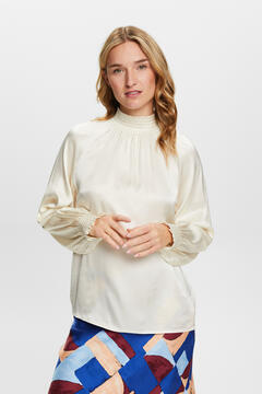 Cortefiel Blouse with subtle satin finish and raglan sleeves  Ivory