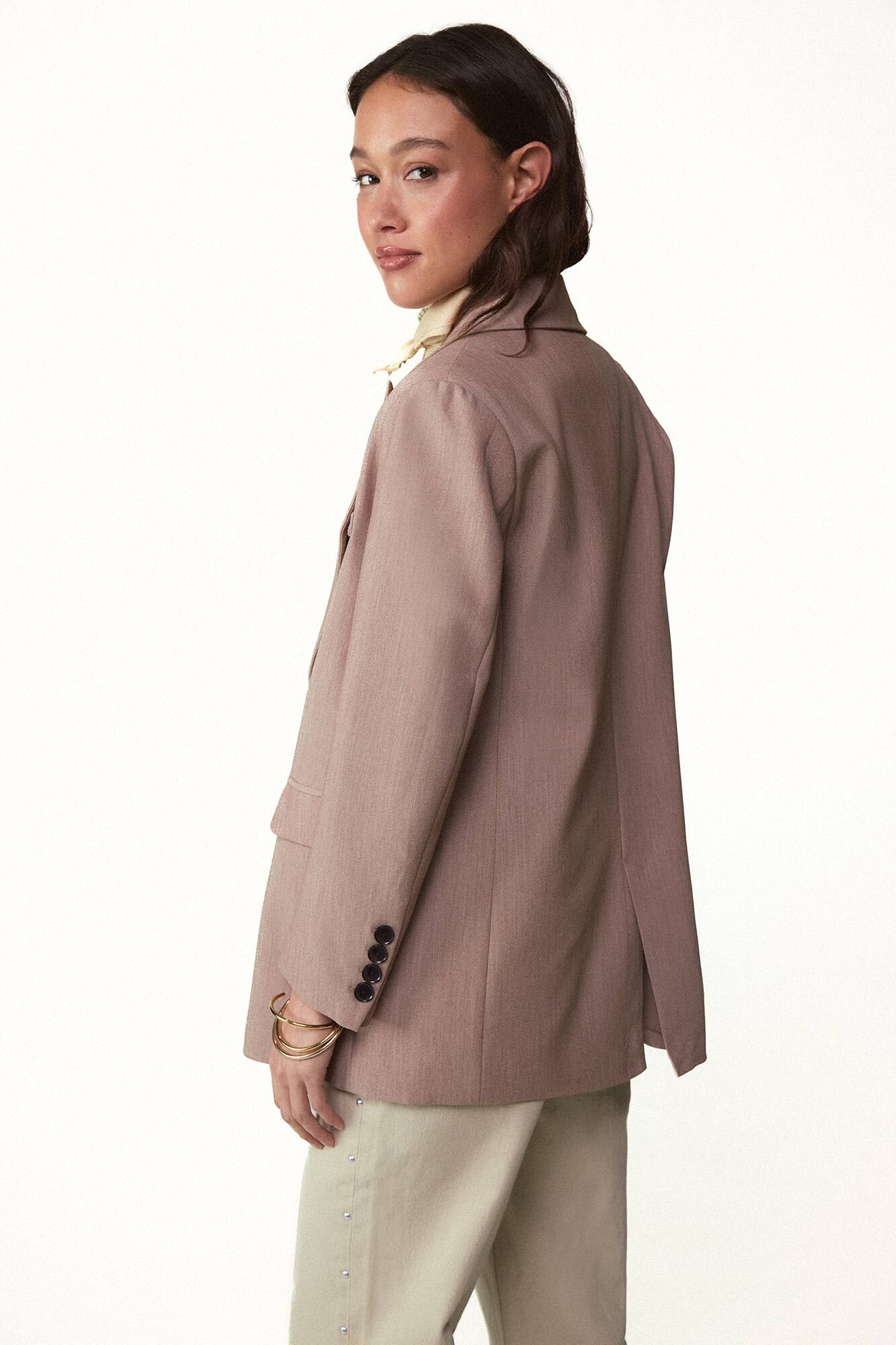 Slowlove Chaqueta americana cruzada Marr&oacute;n