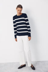 Cortefiel Striped jersey-knit jumper Printed blue