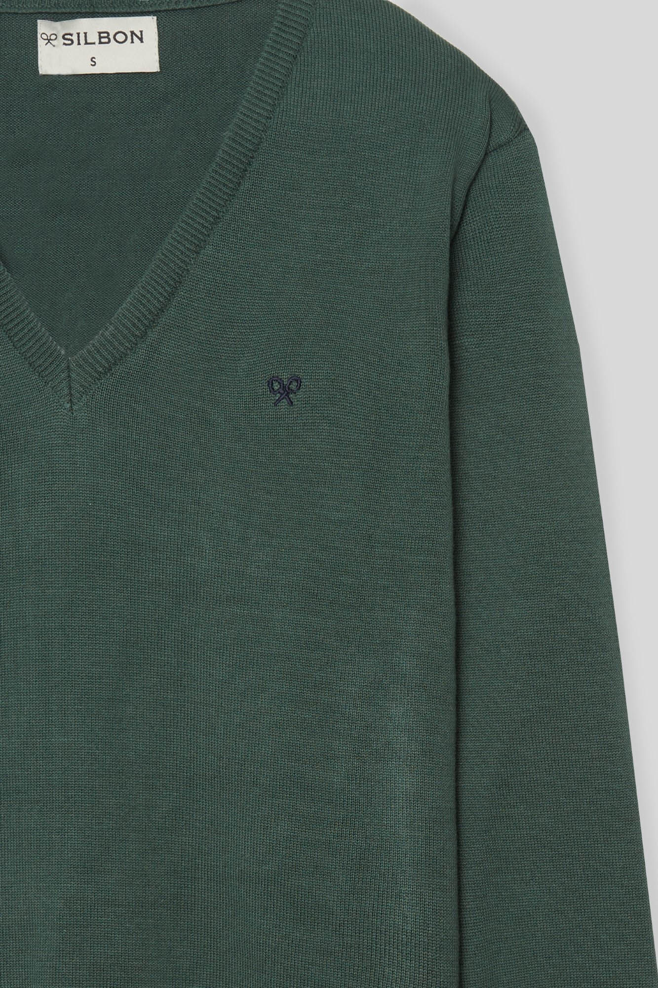 Silbon Jersey liso cuello pico retro verde Verde