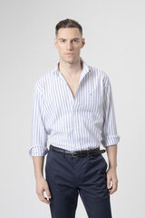 PuroEGO Camisa de riscas em linho Azul