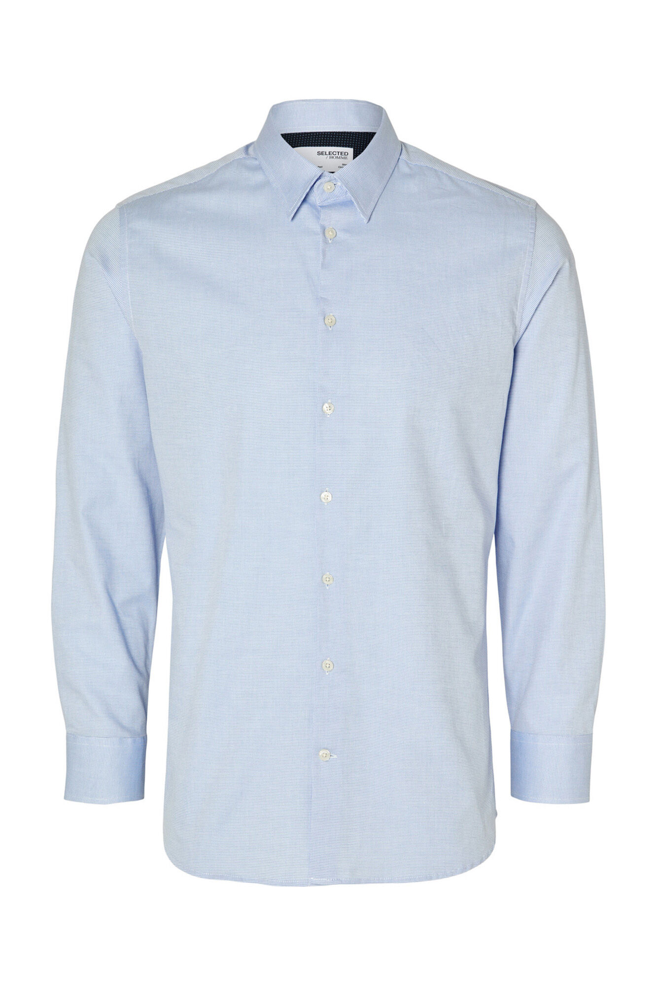 Selected Camisa de algod&atilde;o org&acirc;nico Slim Fit. Azul