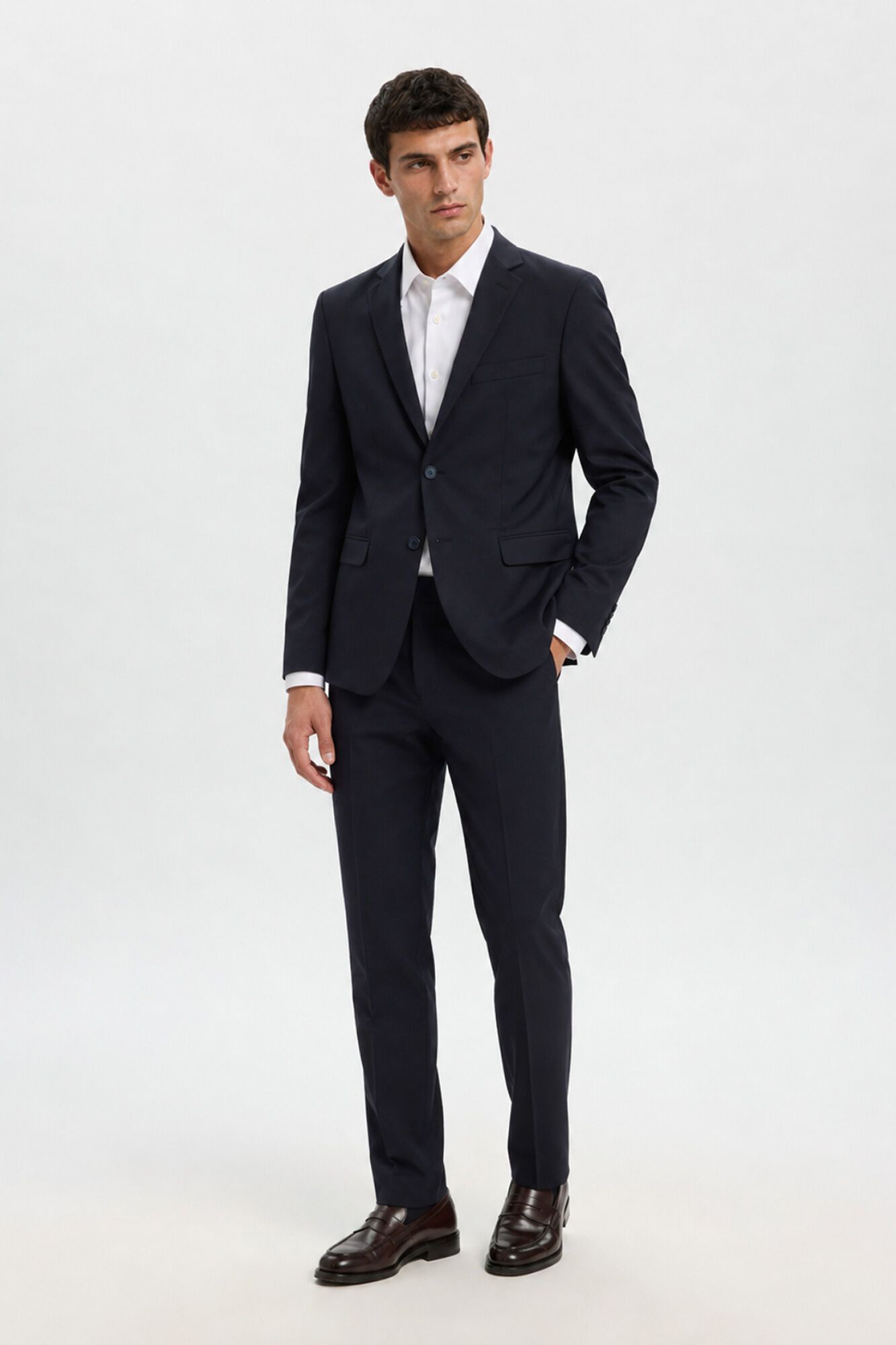 Selected Cal&ccedil;a de alfaiataria Slim Fit