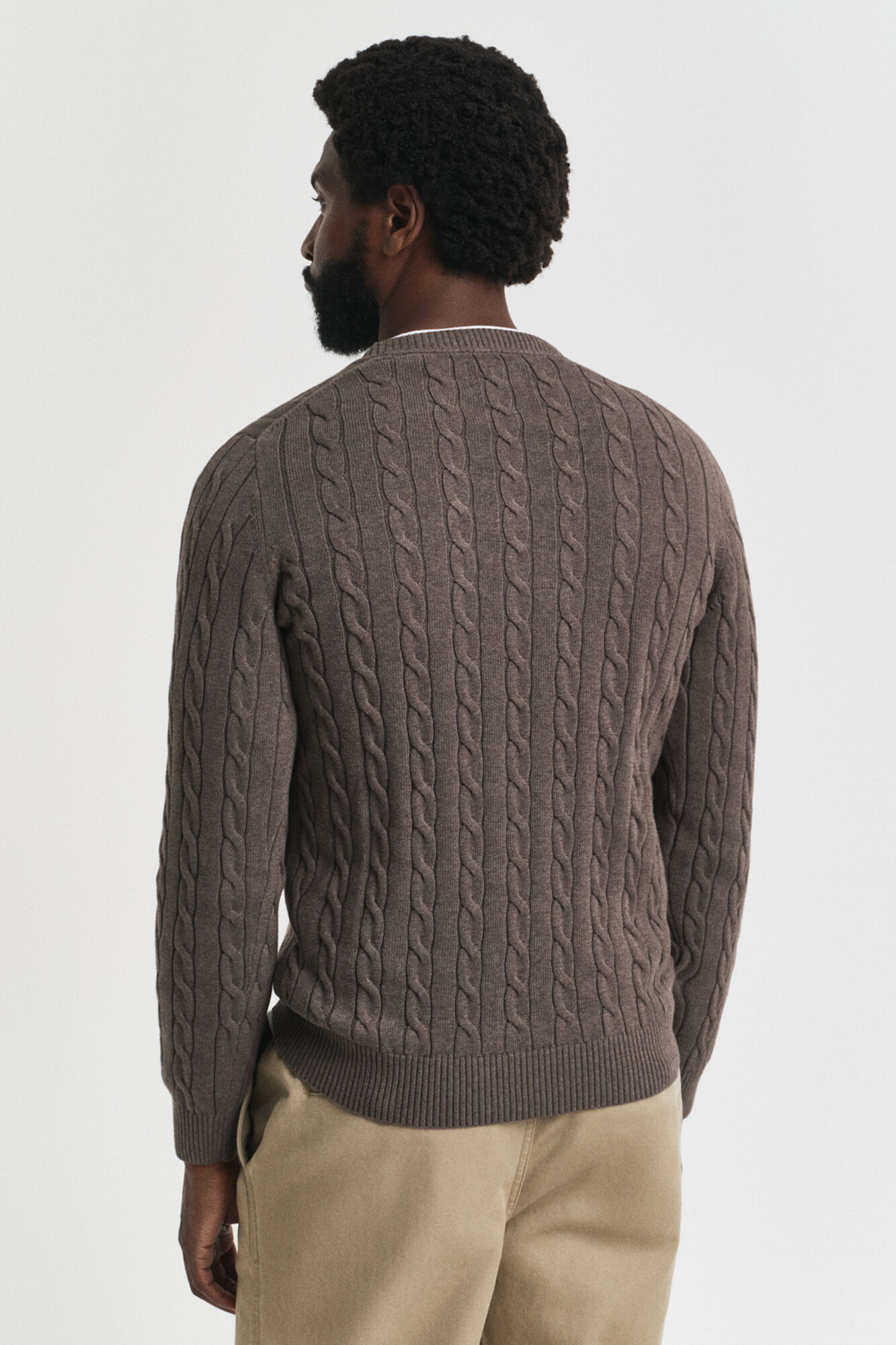 Gant Camisola de algod&atilde;o com gola redonda Castanho