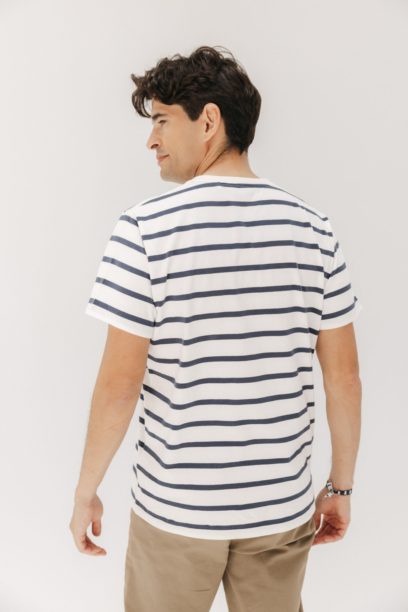 elPulpo Camiseta b&aacute;sica bordado rayas Blanco