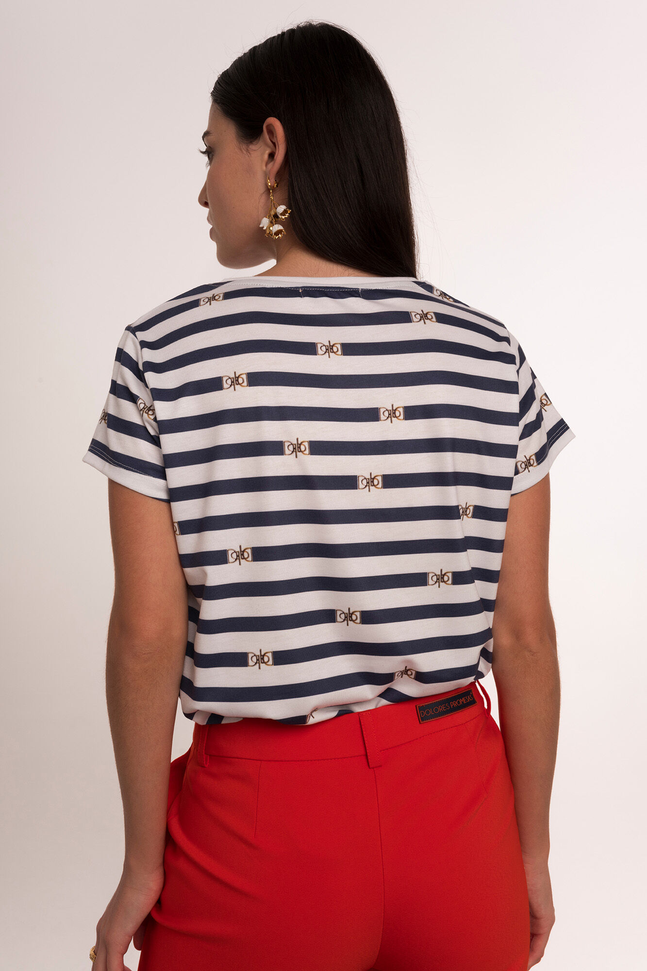 Dolores Promesas Camiseta rayas marineras con logo Azul