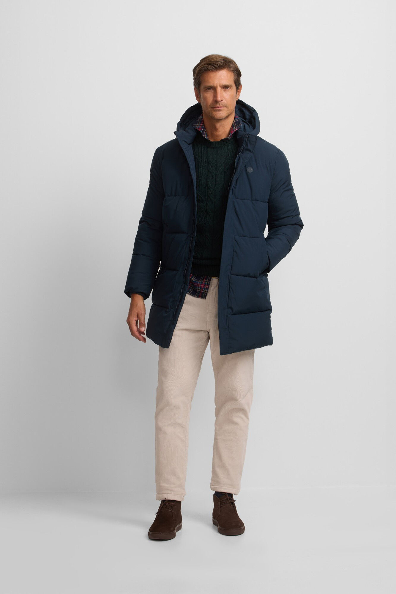 Silbon Abrigo largo acolchado capucha Azul marino