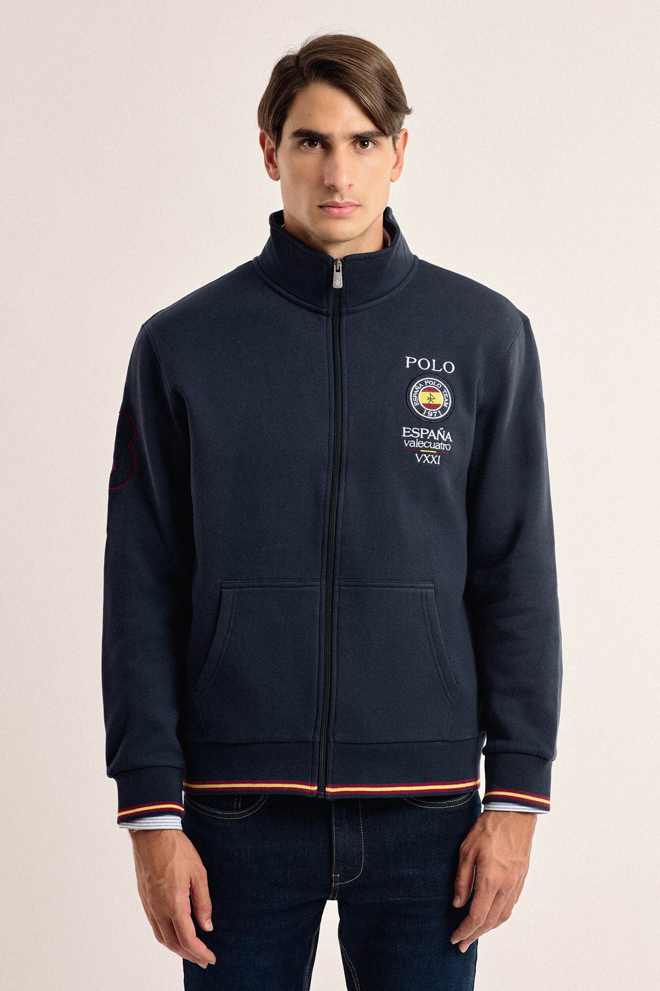 Valecuatro Fecho-&eacute;clair com Sweatshirt Valecuatro azul marinho escudo da Espanha Azul