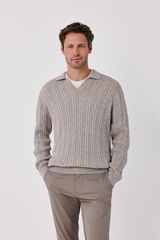 Cortefiel Twisted cotton cable knit jumper Beige