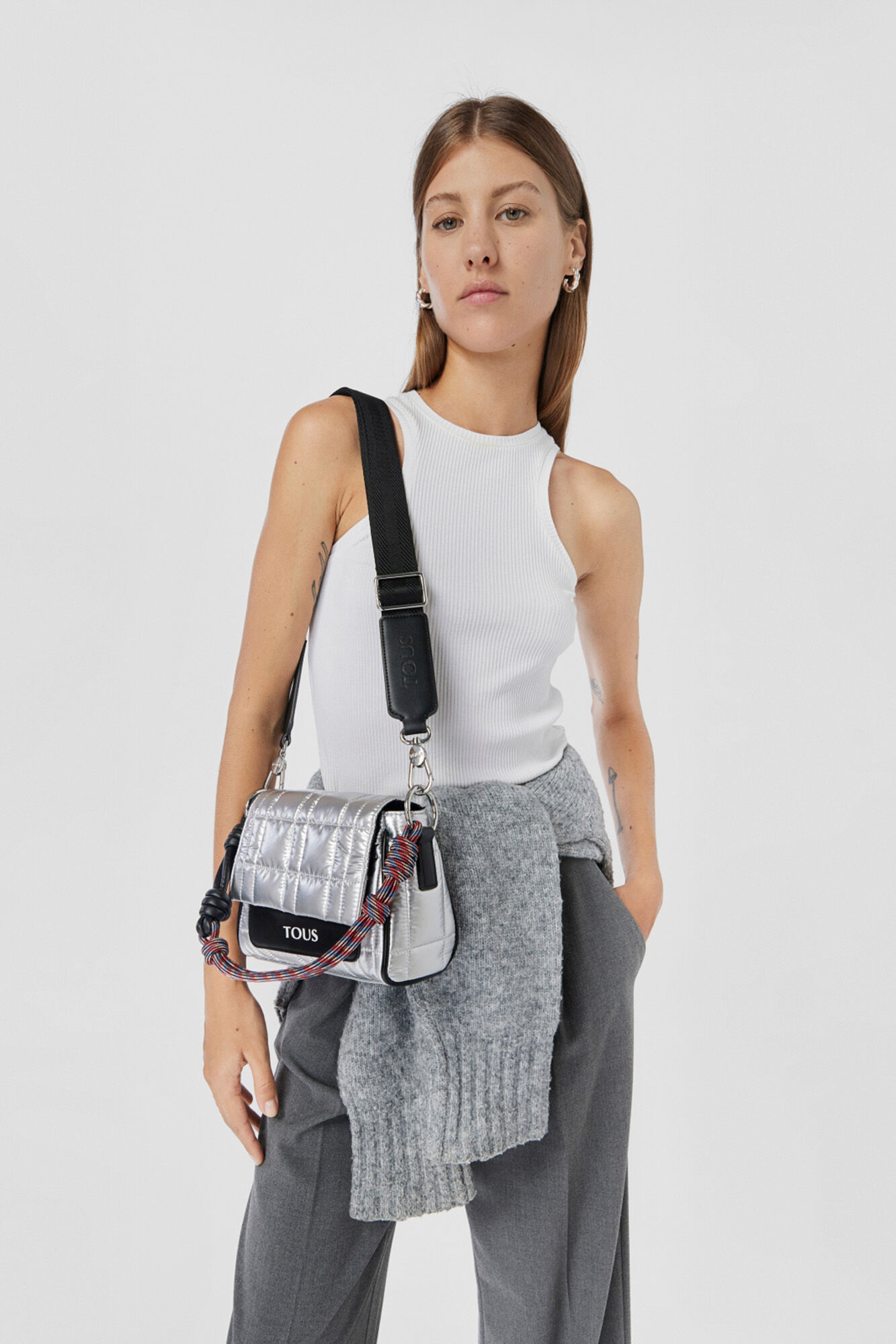 Tous Bandolera peque&ntilde;a plateada TOUS Empire Padded Gris