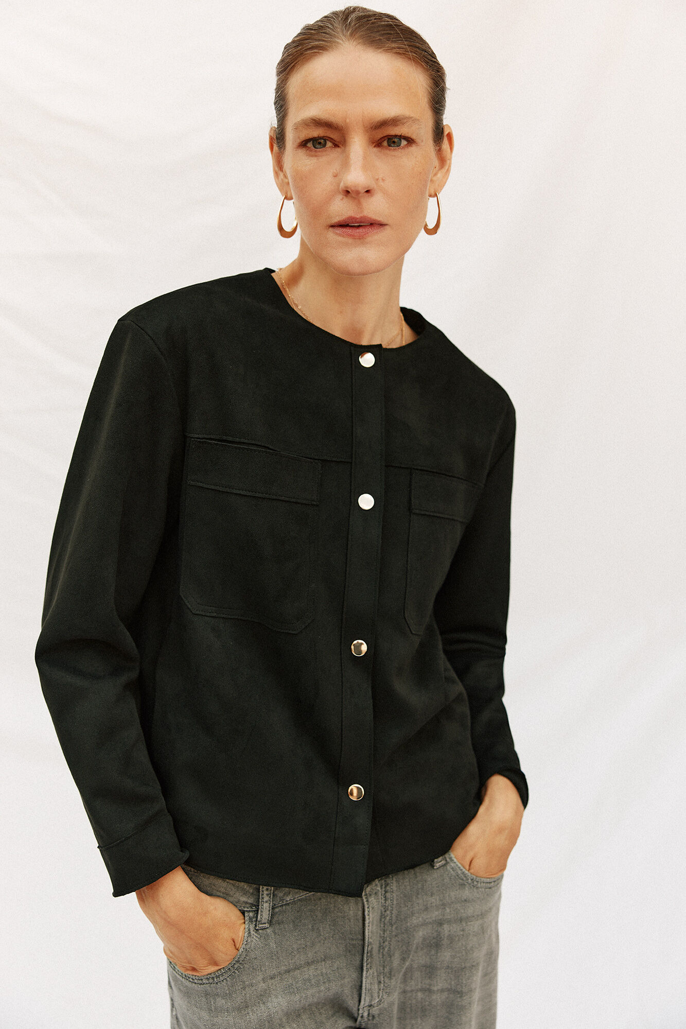 Cortefiel Blus&atilde;o efeito pele Preto