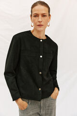 Cortefiel Blusão efeito pele Preto