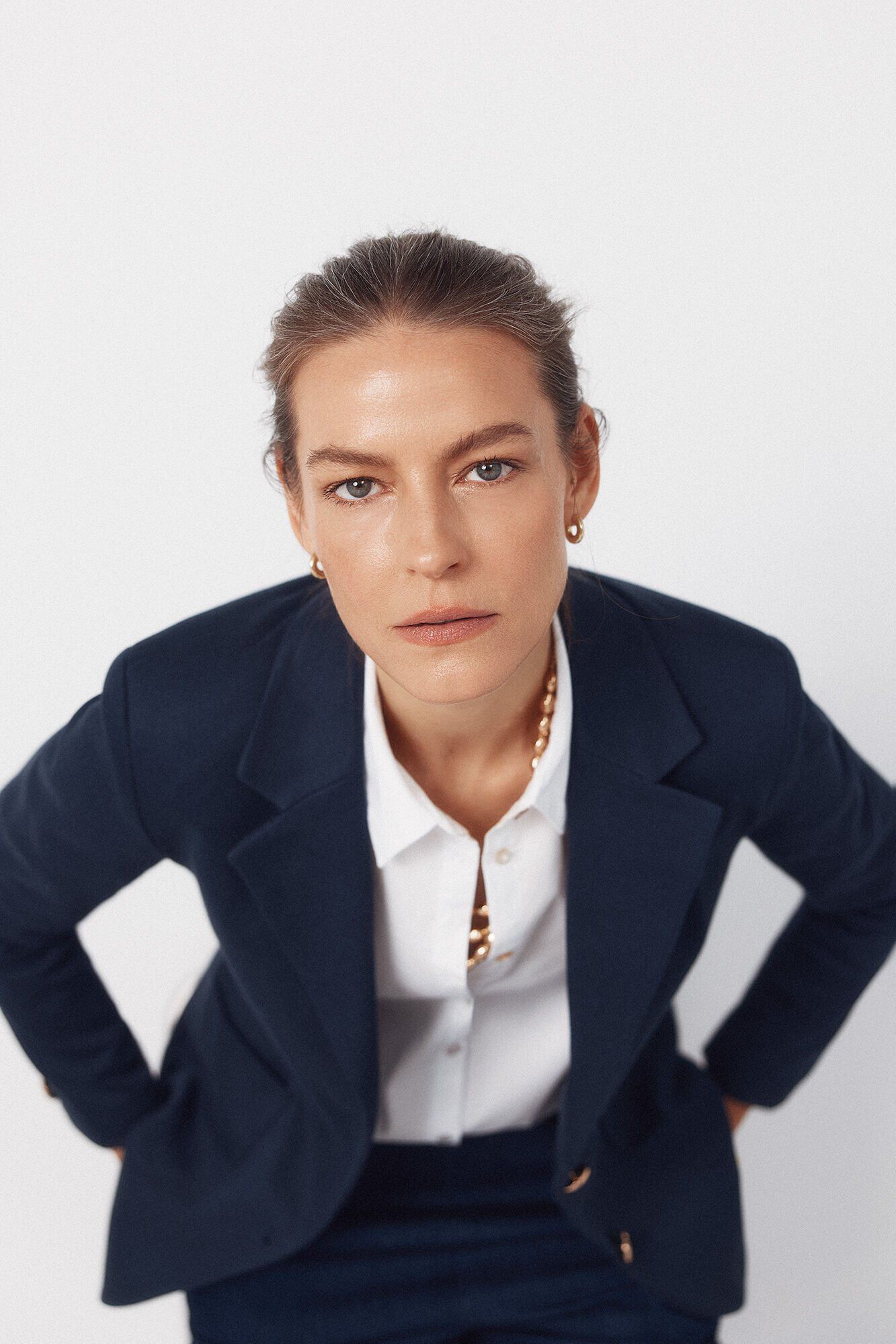 Cortefiel Piqu&eacute;-knit blazer Navy