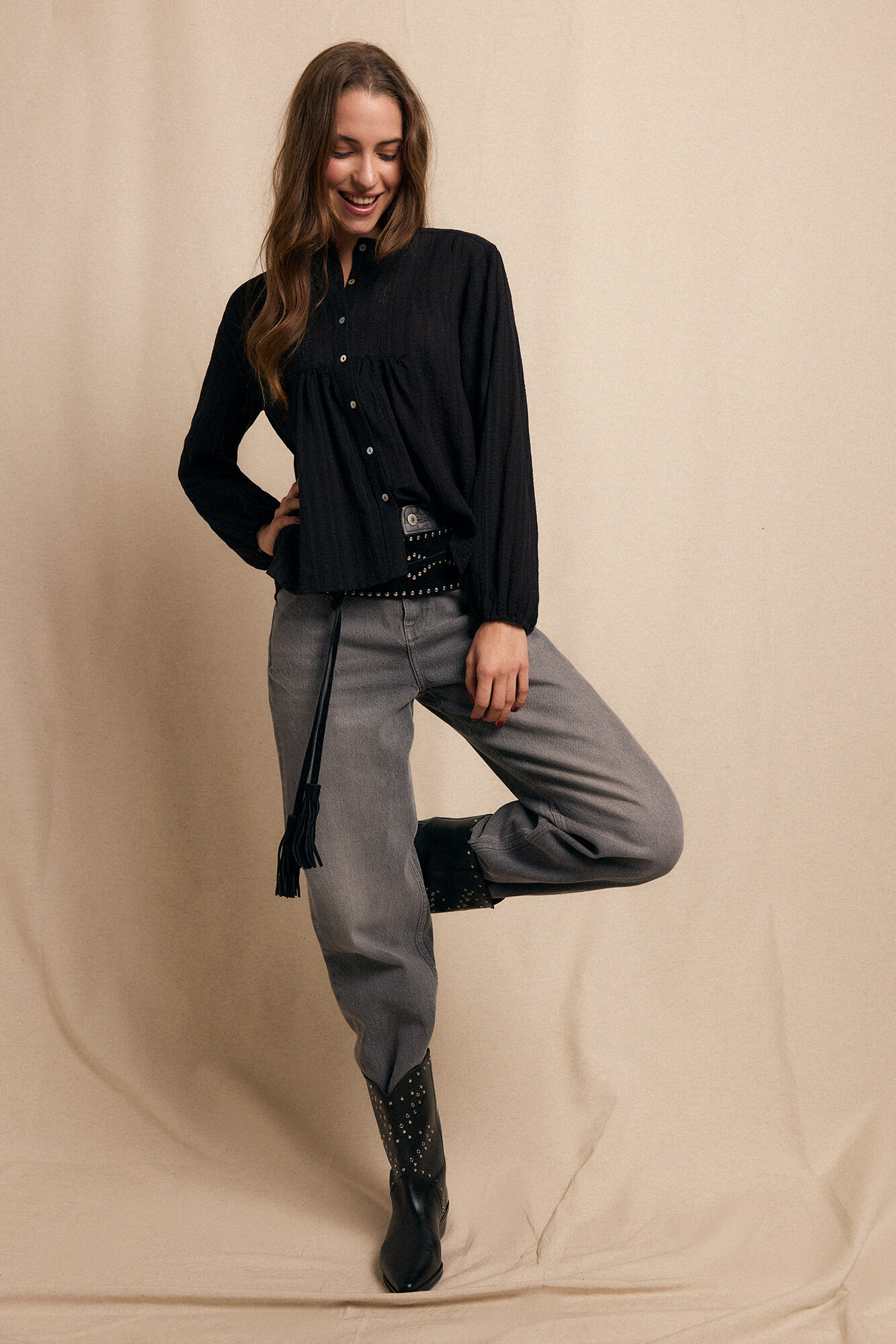 Slowlove Blusa de renda Preto