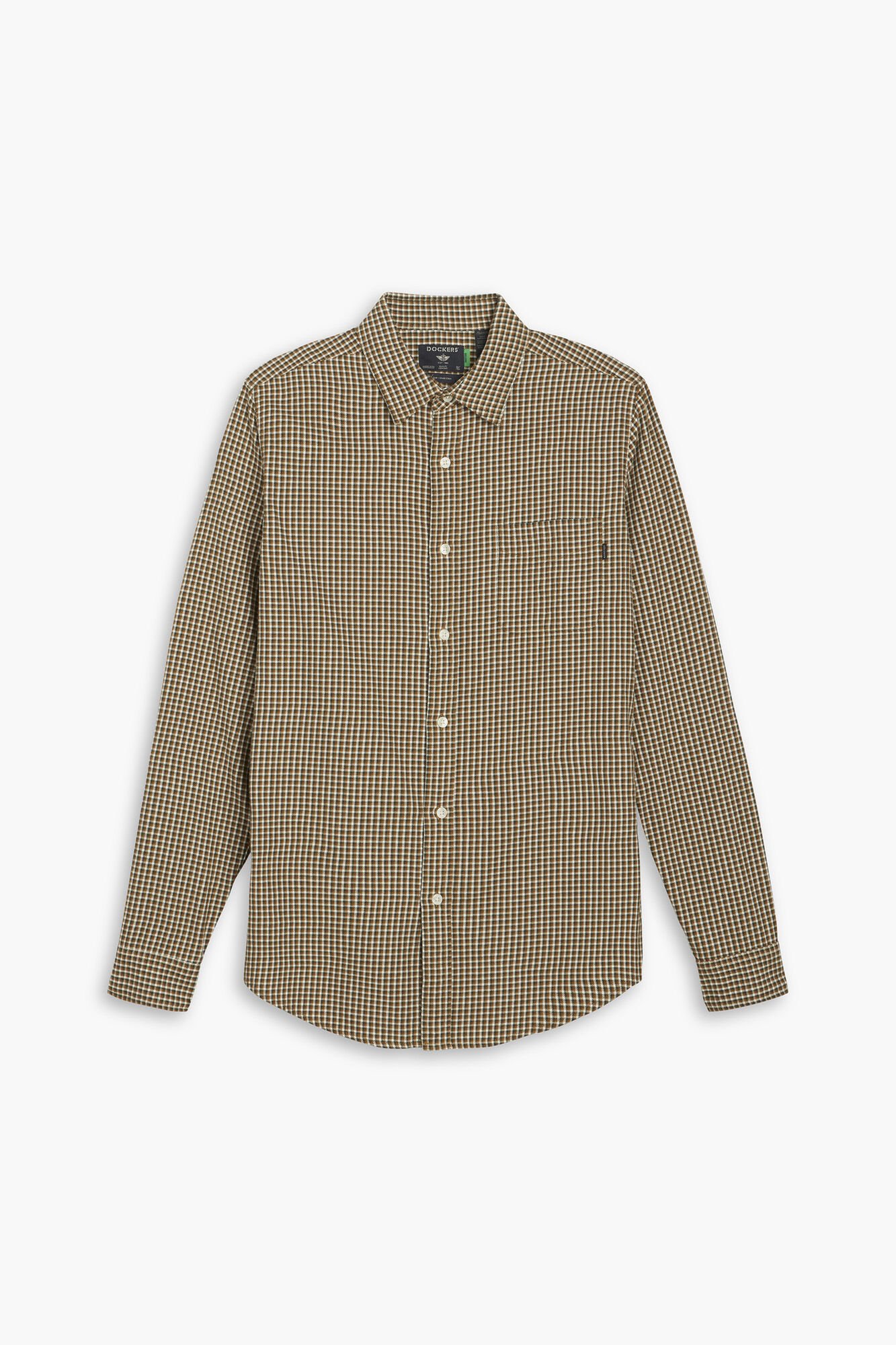 Dockers Camisa para homem Icon Slim Fit com bot&otilde;es Castanho