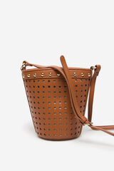 Cortefiel Bolso mini bucket troquelado Marrón