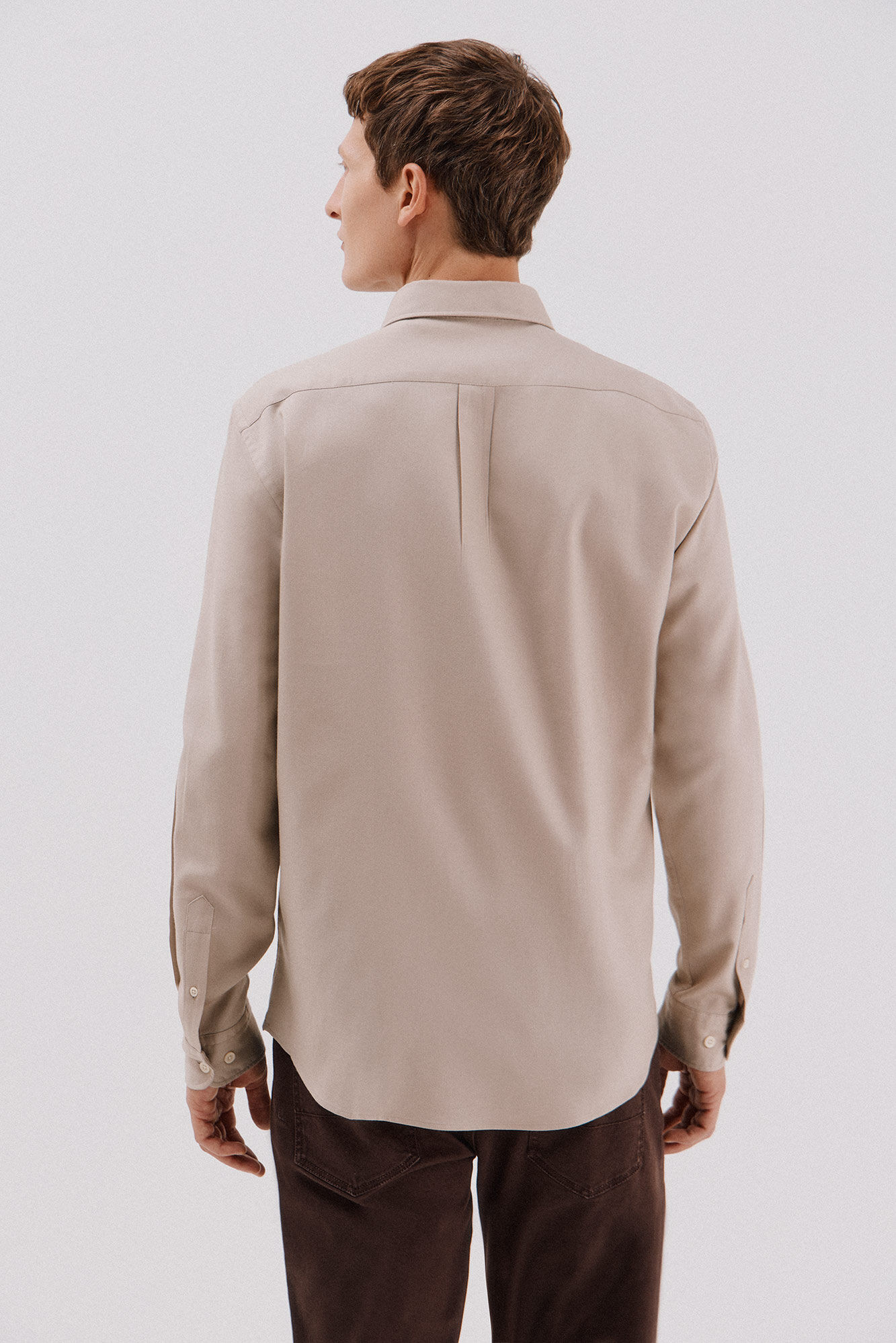 Cortefiel Camisa gabardina Tencel Beige