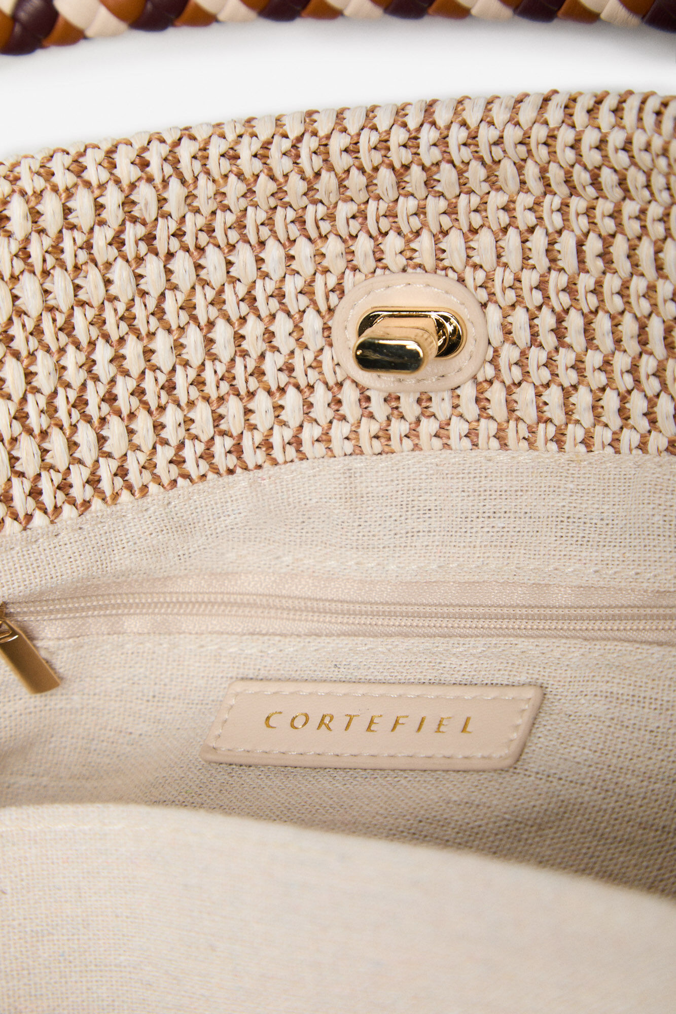 Cortefiel Slouch bag with braided strap Ivory