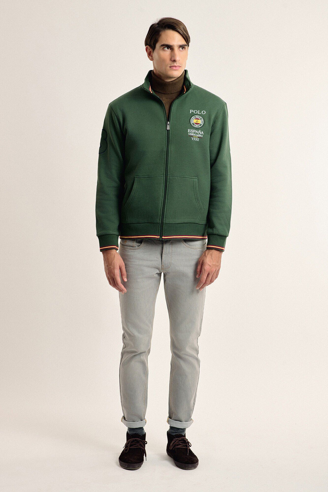 Valecuatro Sudadera cremallera Valecuatro verde escudo Espa&ntilde;a Verde