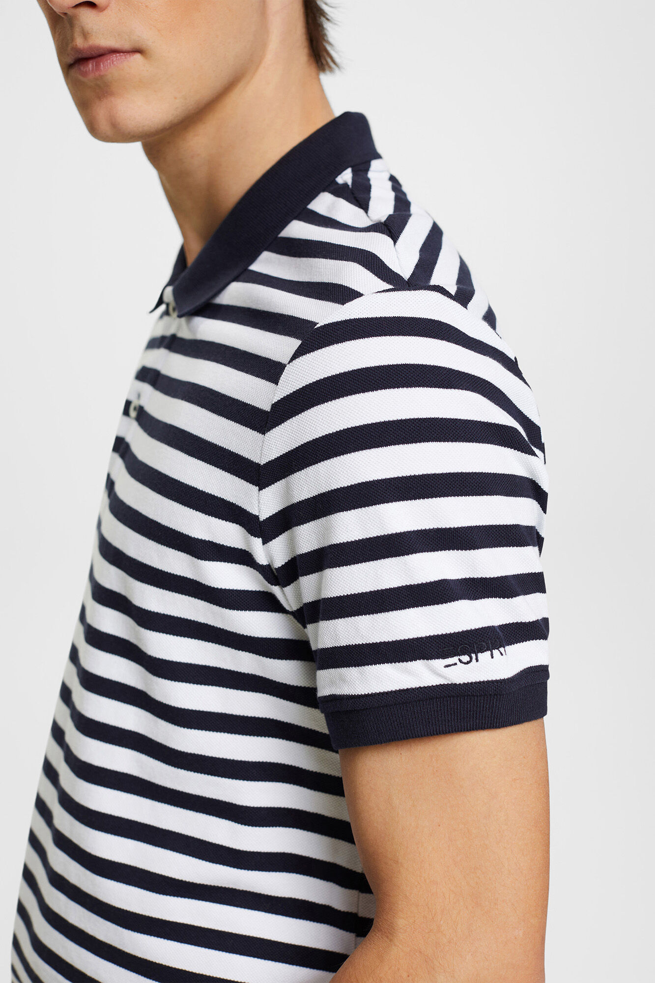 Esprit Essential striped cotton piqu&eacute; polo shirt Printed blue