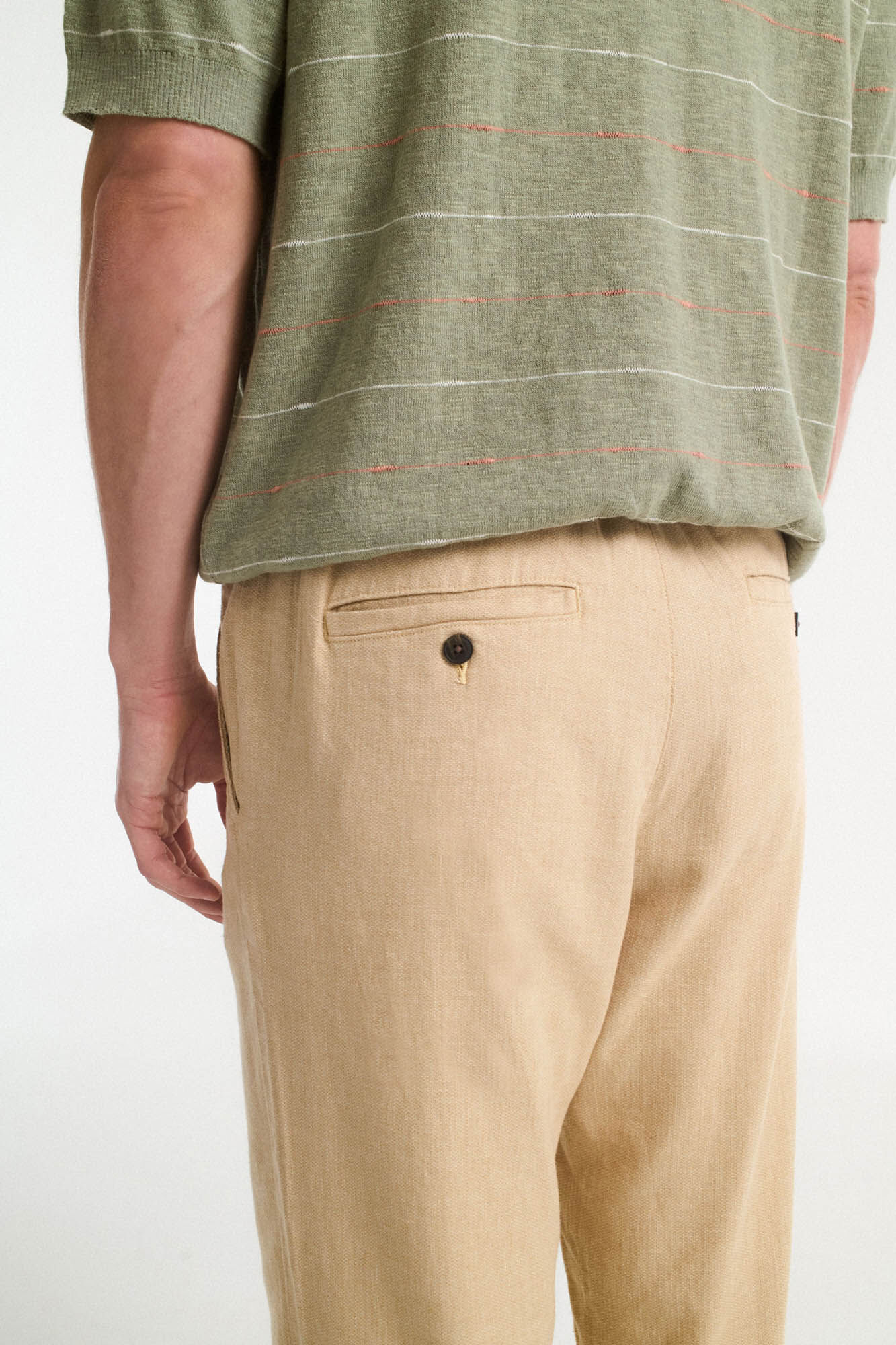 Selected Cal&ccedil;as de linho com ajuste relaxado Castanho