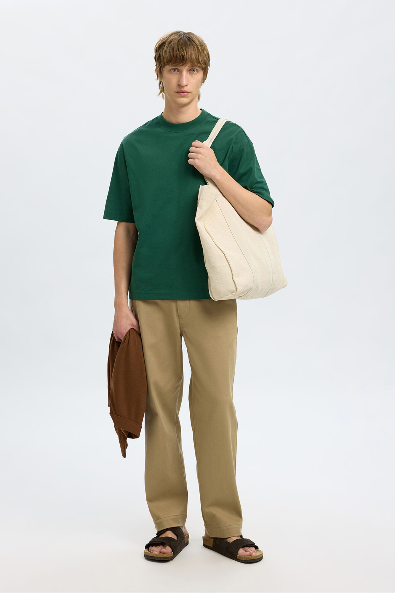 Selected Camiseta com logo de T-shirt de manga curta   Verde