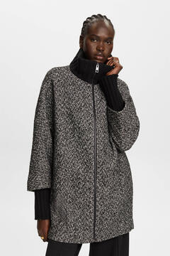 Cortefiel Mottled cloth coat with recycled wool Printed grey