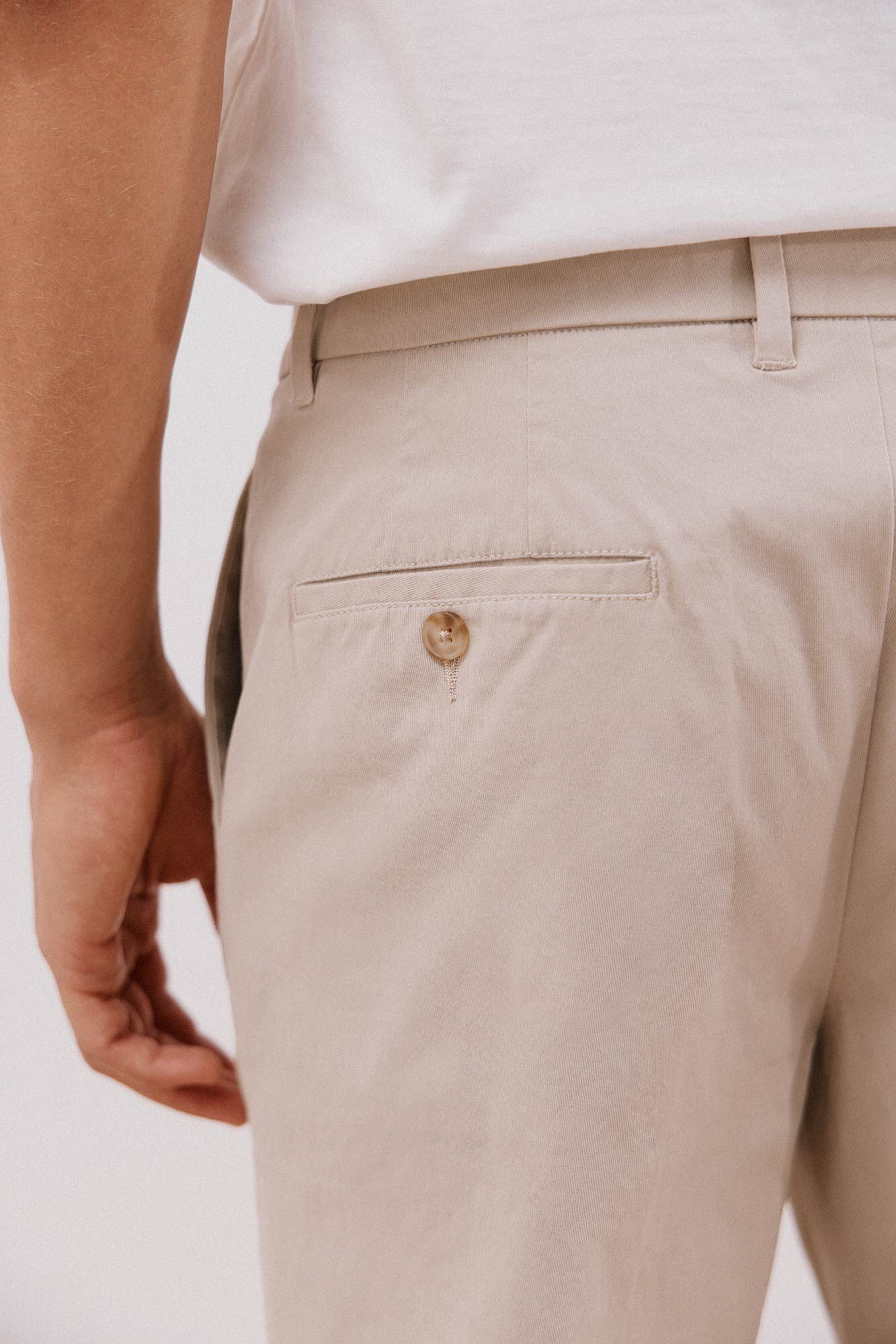Cortefiel Tapered fit comfort chinos pants Beige