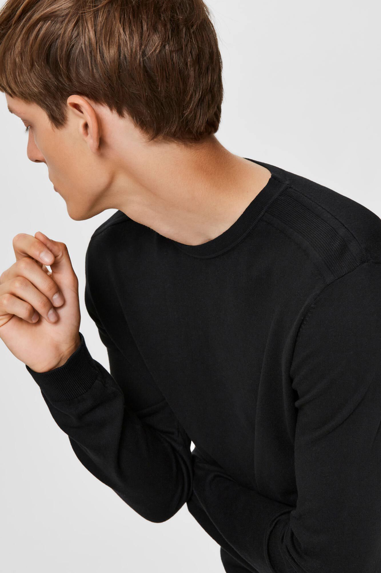 Selected Jersey algod&oacute;n org&aacute;nico cl&aacute;sico Negro