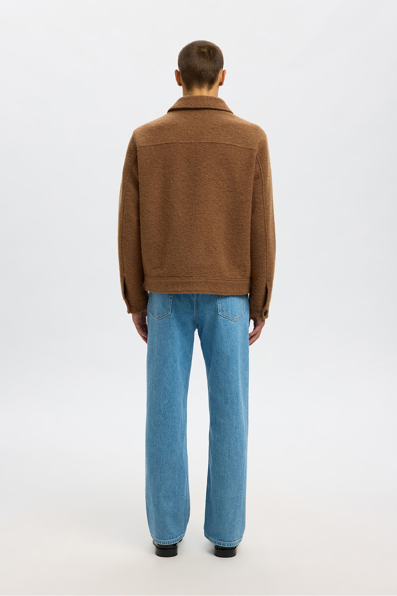 Selected Blus&atilde;o curta de l&atilde; com fecho-&eacute;clair Castanho