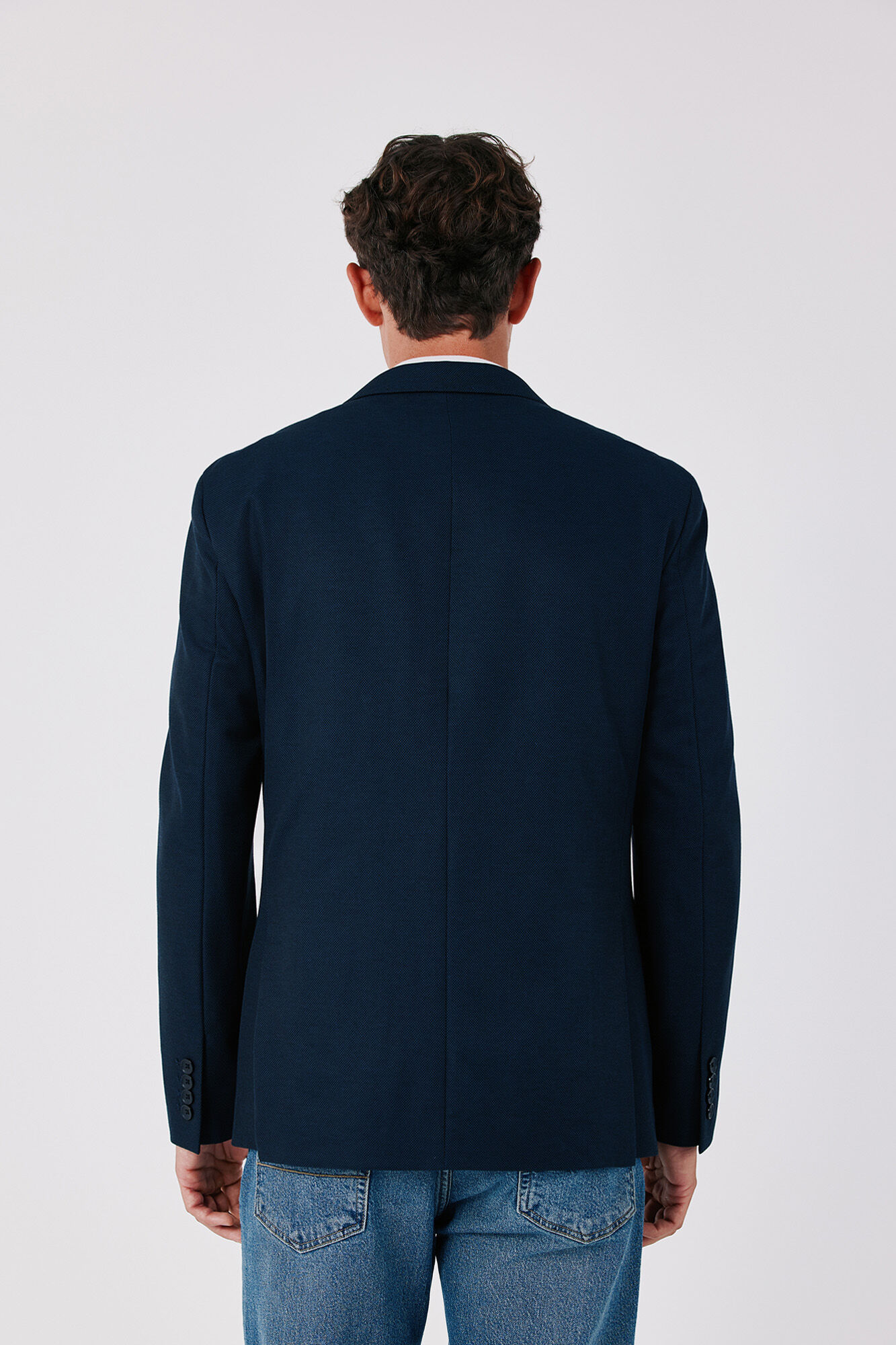 Cortefiel Basic knit blazer Navy
