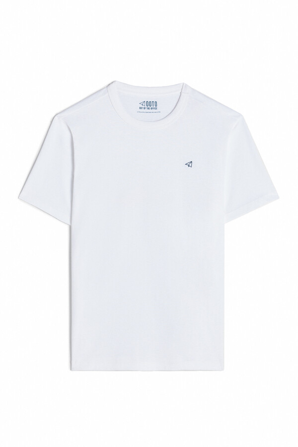 Cortefiel Essential T-shirt with embroidered OOTO plane White