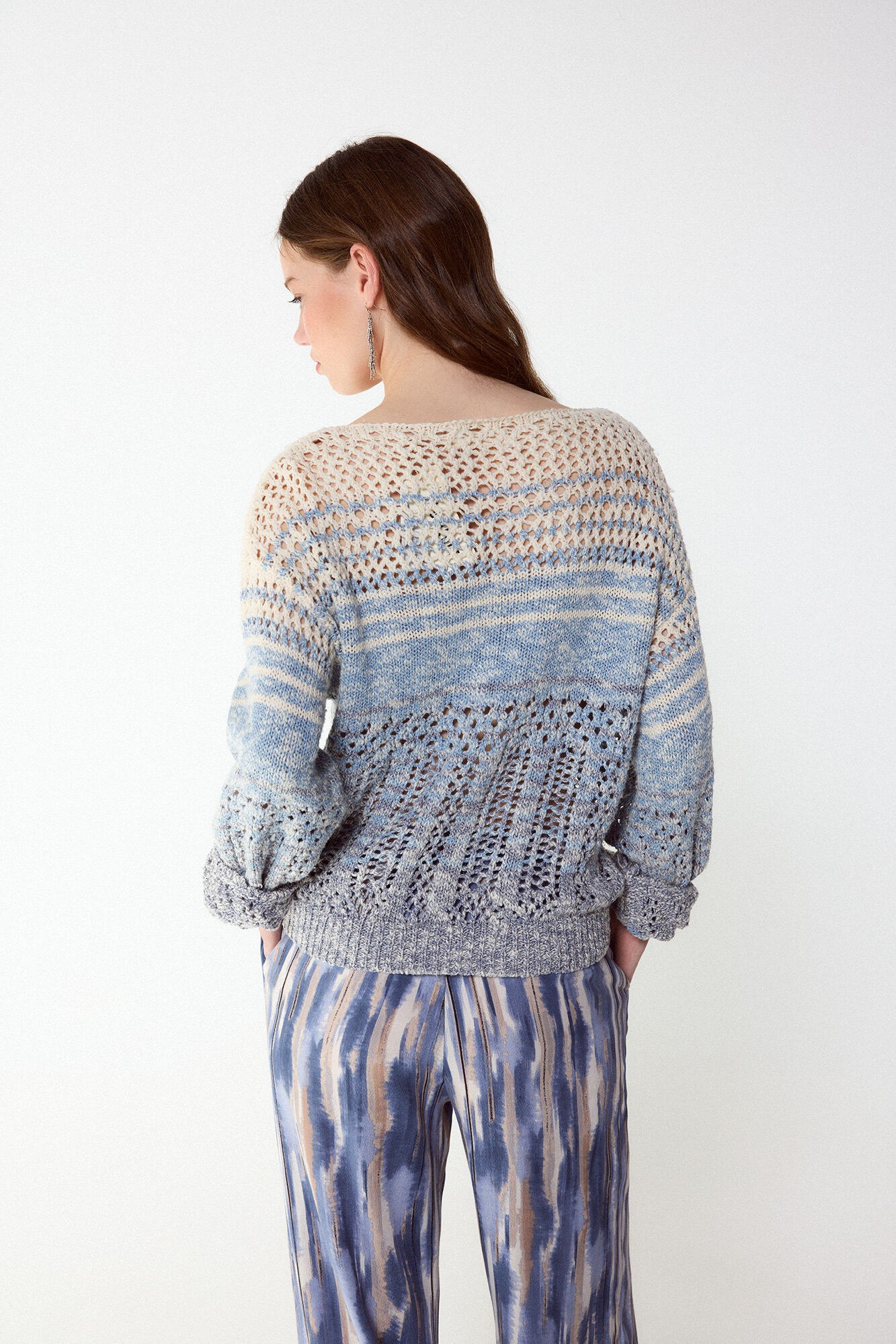 Slowlove Camisola de malha rendada Azul