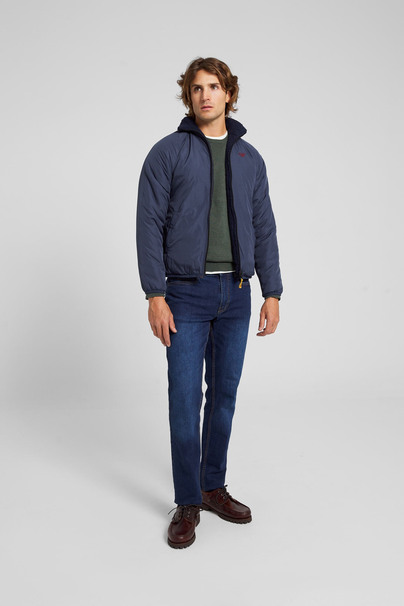 Silbon Casaco polar revers&iacute;vel azul-esverdeado Azul