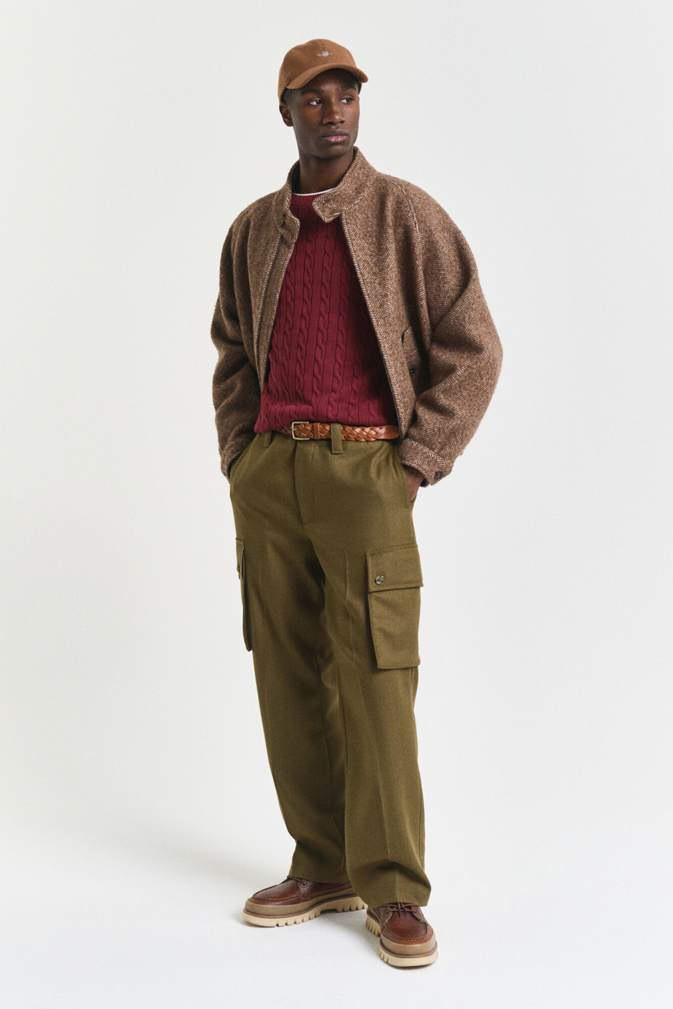 Gant Camisola de algod&atilde;o com gola redonda Vermelho