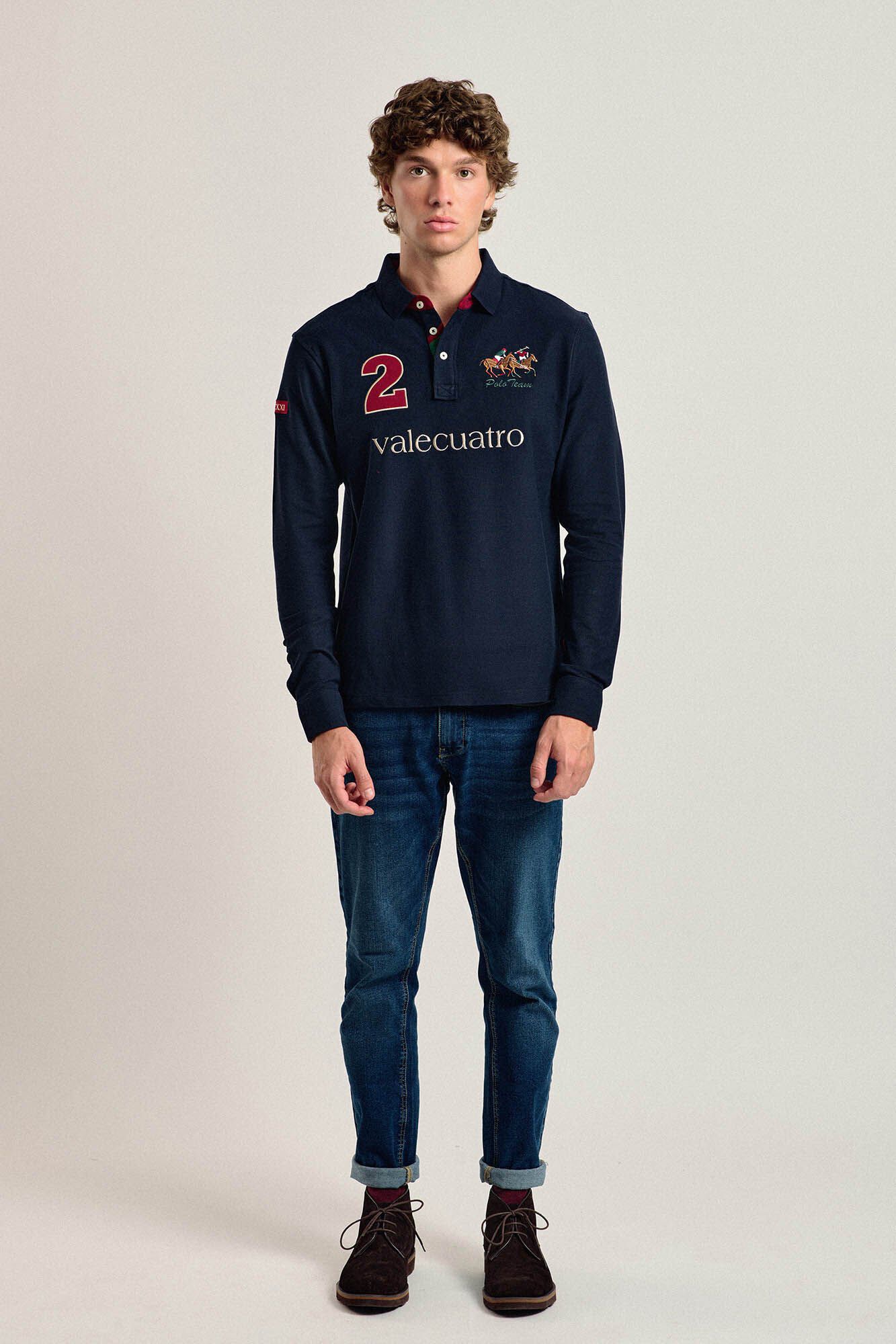 Valecuatro Valecuatro men's navy blue polo shirt Navy
