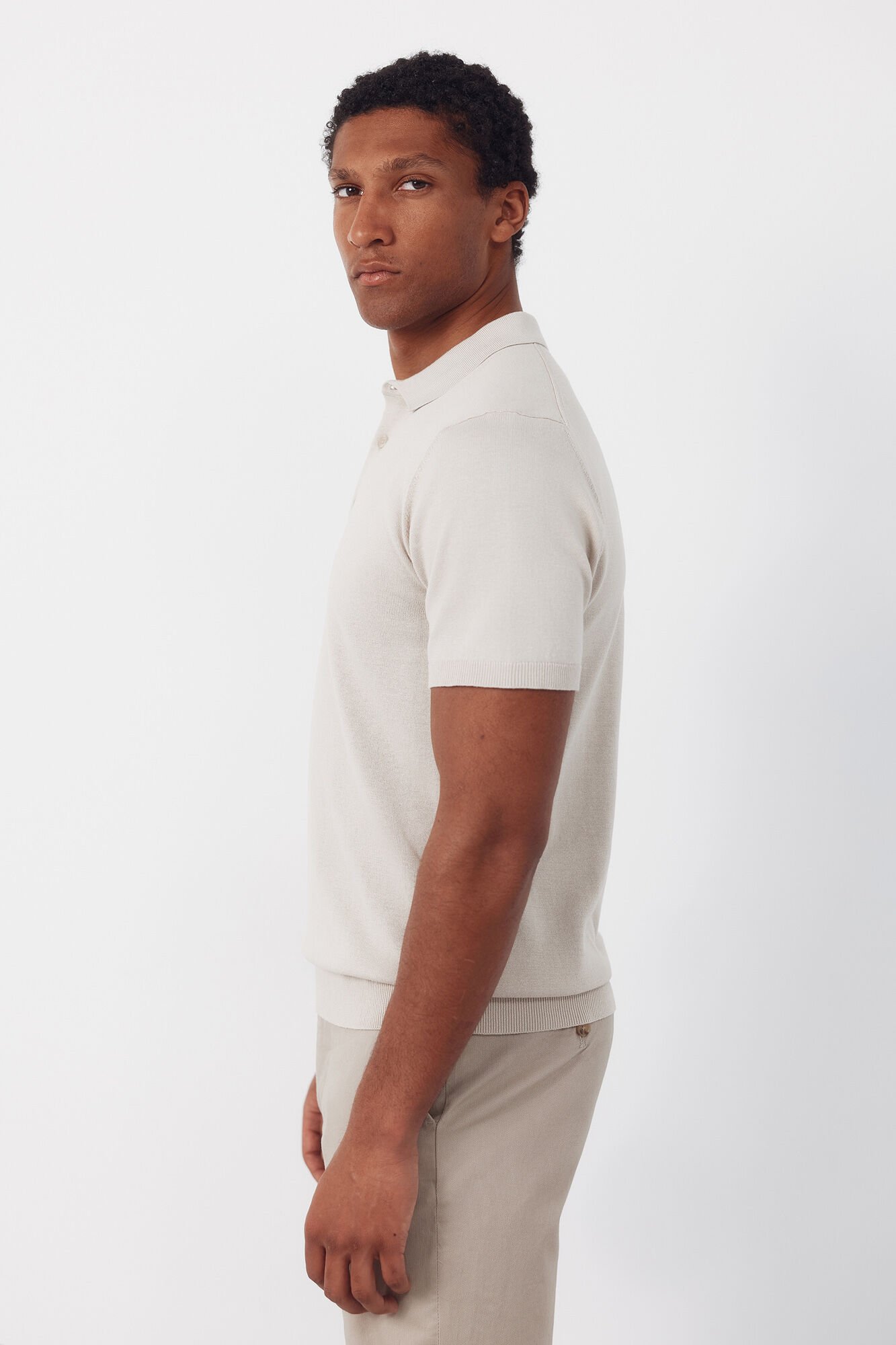 Cortefiel Basic short sleeve polo shirt Beige