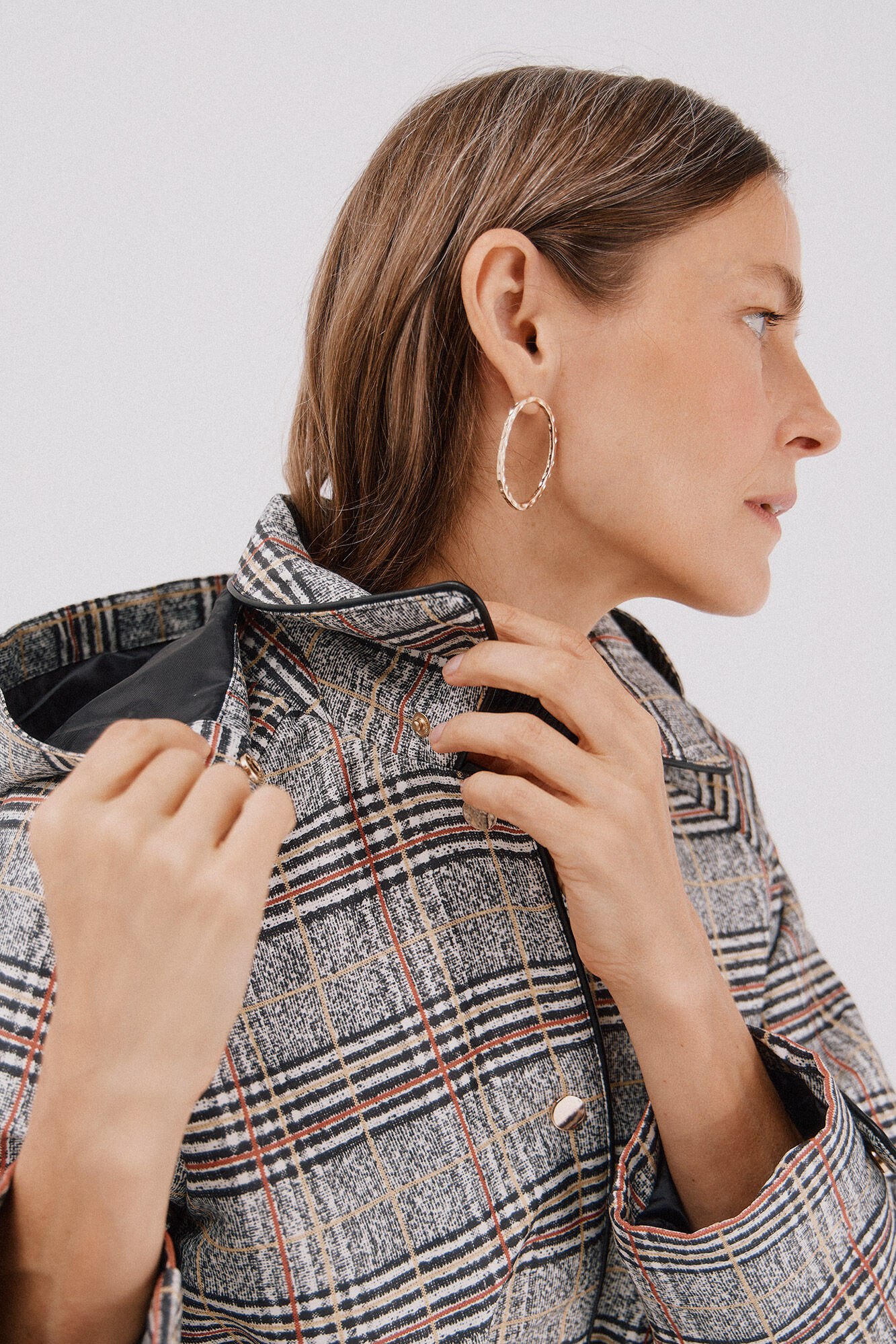 Cortefiel Satin trench coat with detachable hood Multicolour