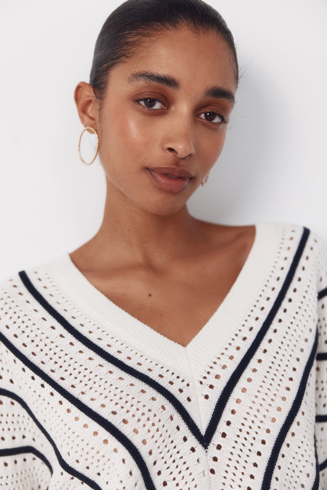 Cortefiel Jersey calado rayas Estampado azul