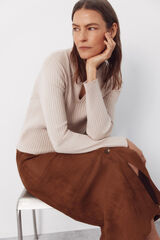 Cortefiel Jersey-knit keyhole polo shirt Beige