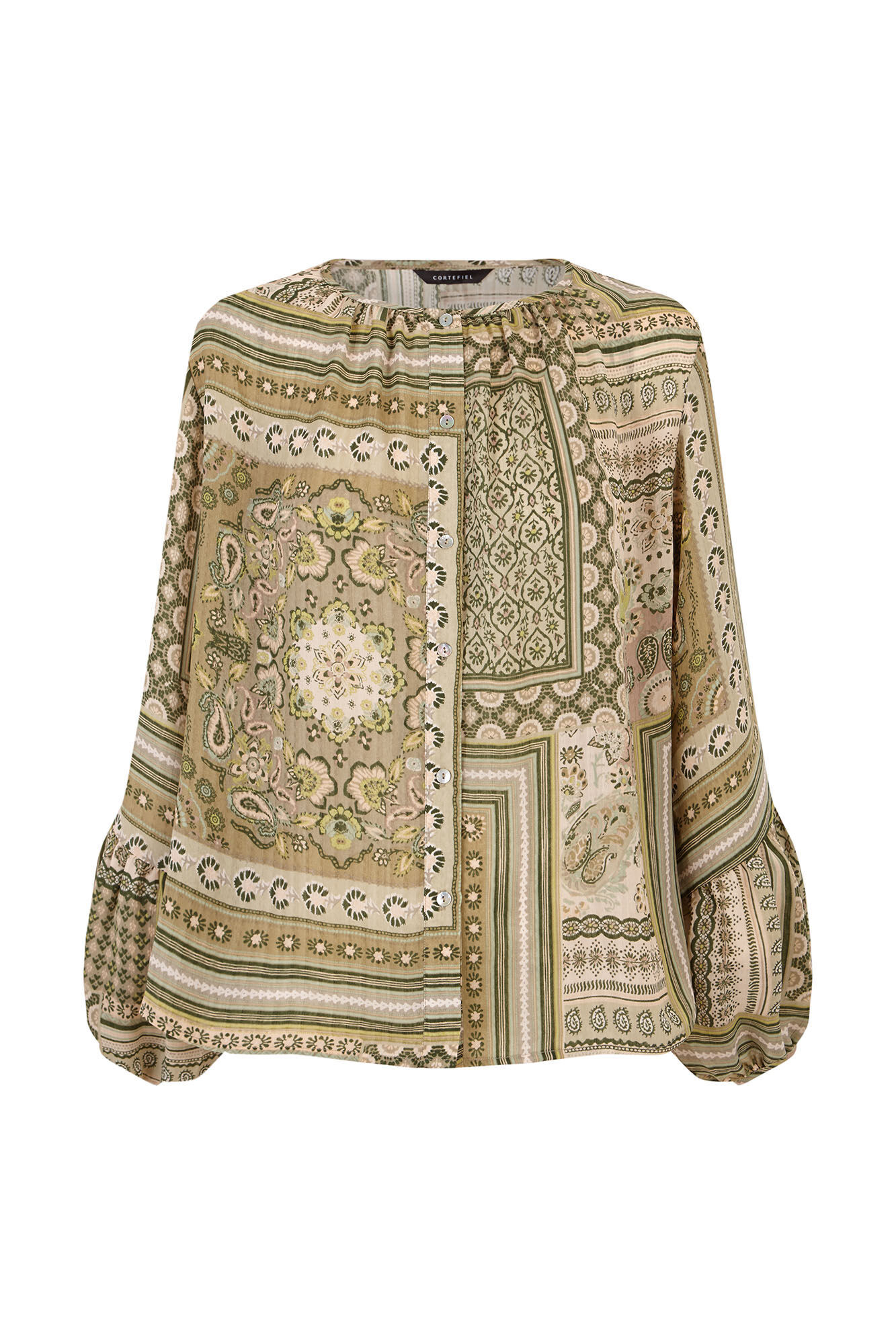 Cortefiel Blusa estampada Verde