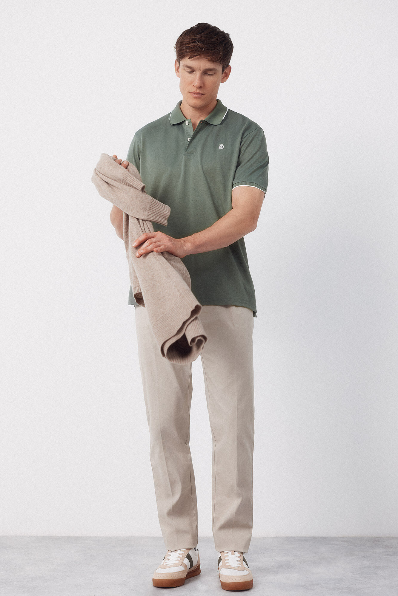 Cortefiel Coolmax&reg; jacquard collar polo shirt