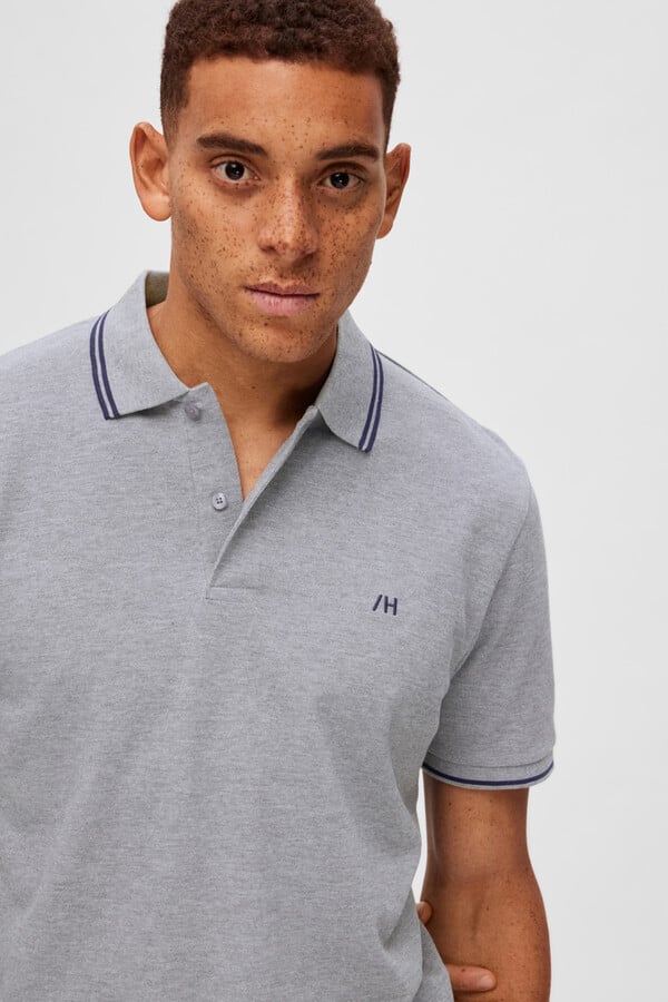 Cortefiel Polo shirt in 100% organic cotton with embroidered logo Grey